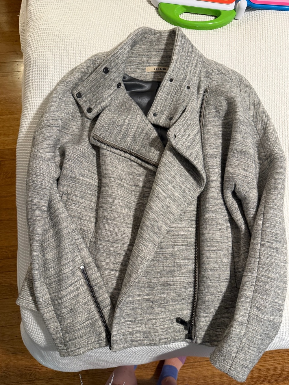 J Brand Gray Knit Moto Jacket